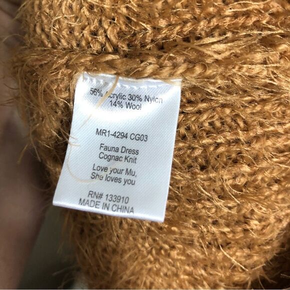 Show Me Your MuMu Sweater Dress Womens Small Brown Mini Cowl Neck Wool Blend - Picture 12 of 13